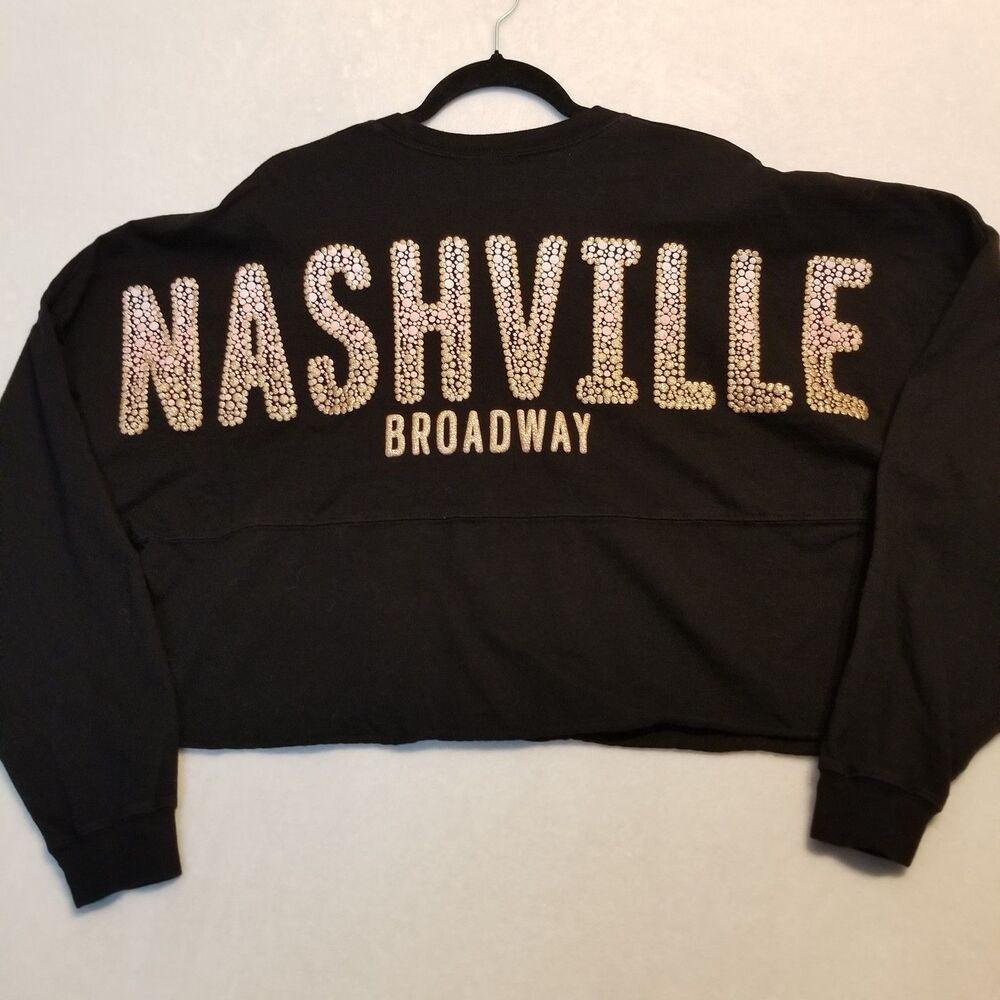 Spirit Jersey L Top Nashville Broadway Cropped Dolman Sleeve Black Pink Dance